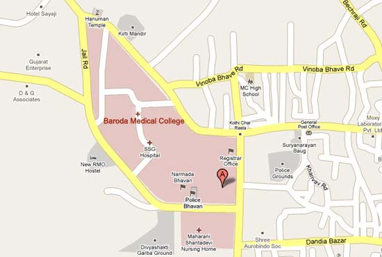 Map for Baroda Medical College